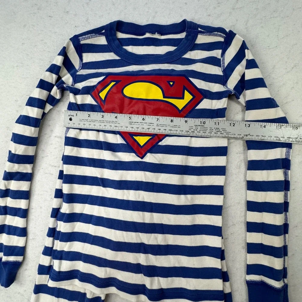 Hanna Andersson Pajama Set Kids Size 8 Superman Striped Organic Cotton Blue PJs